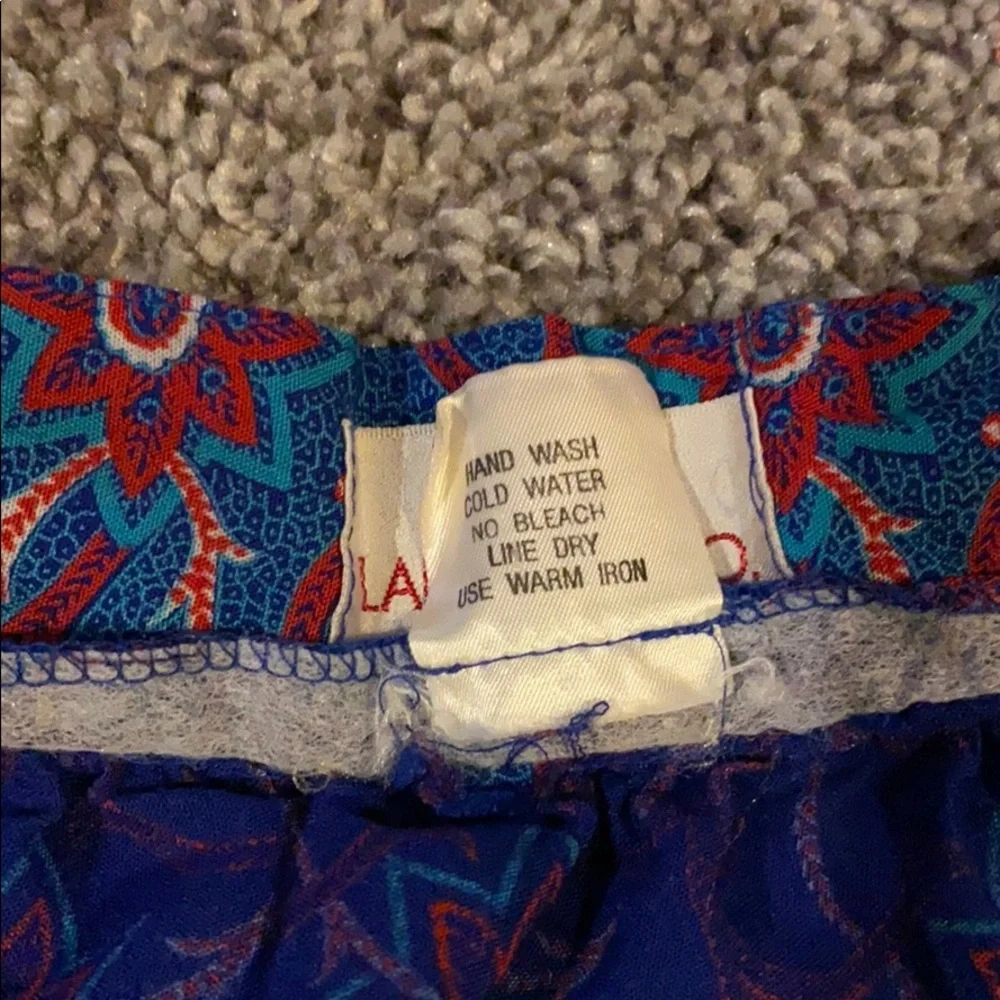 Vintage 80s 90s Landers and Co. Floral Midi Skirt Maximalist Size 16 Patriotic - Picture 7 of 7